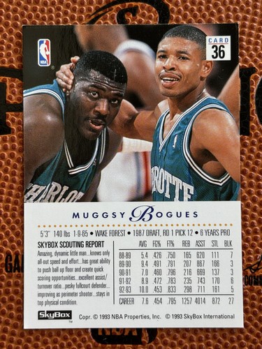1993-94 SkyBox Premium Muggsy Bogues #36 Base Card Hornets - Picture 2 of 2