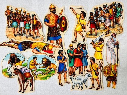 David & Goliath Felt Figures for Bible Flannel Felt Board New Old Testament Stor - Picture 1 of 2