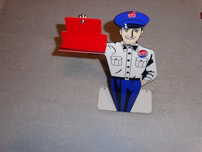 #ad VINTAGE quot;PEPSI COLA SODA SALESMANquot; 12quot; METAL BUSINESS CARD HOLDER GASOLINE SIGN $129.99