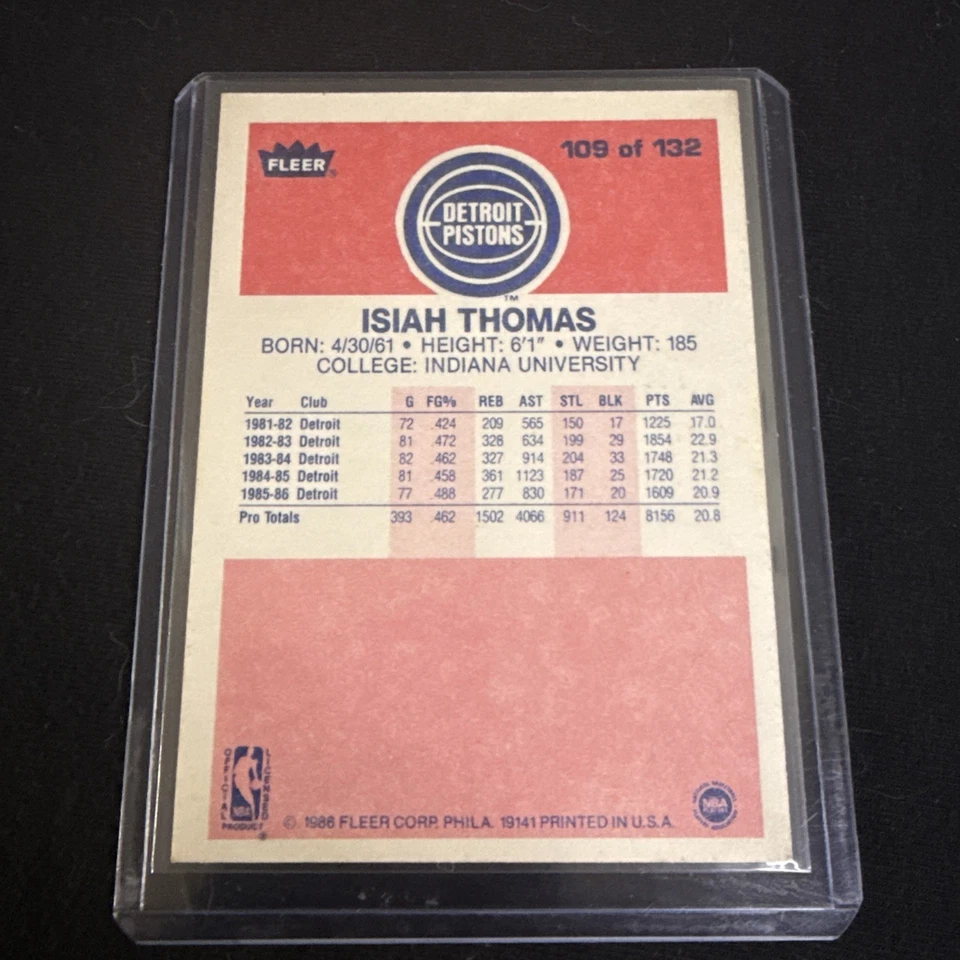 Fleer 1986-87 - Isiah Thomas #109 (RC) Foto 2 de 4