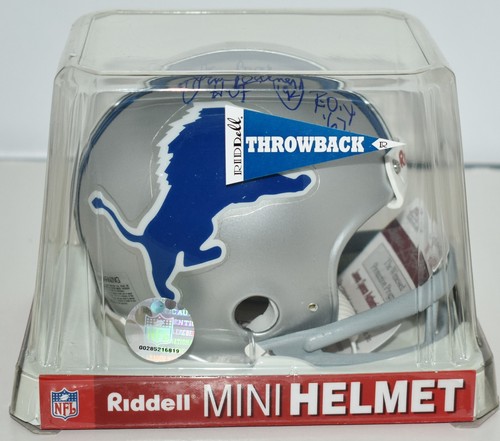 LEM BARNEY HANDSIGNIERTER TB 2 BAR MINIHELM DETROIT LIONS ROY 67, HOF 92 JSA - Bild 7 von 7