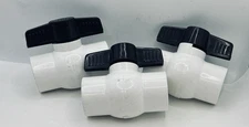 3-Pk 1-1/4'' Inline PVC Ball Valve Shut-Off Slip-on S x S