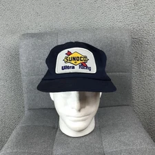 Vintage Sunoco Hat Cap Snap Back Blue Mesh Trucker Patch Ultra Racing Mens 80s