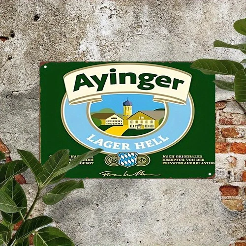 Ayinger Lager Hell Beer Label Tin Metal Signs Home Décor 8x12 Vintage Bavarian B