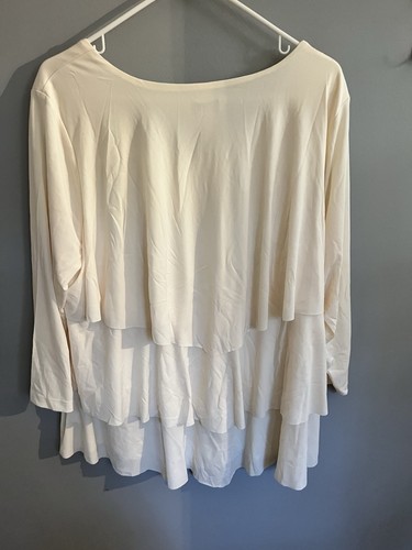 Susan Graver Tunic Top XL Liquid Knit Stretch Ivory Holiday Classic Career Comfy - Picture 5 of 9