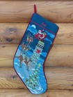 Lands End Christmas Stocking Needlepoint Monogrammed ROB Santa Sleigh Lighthouse