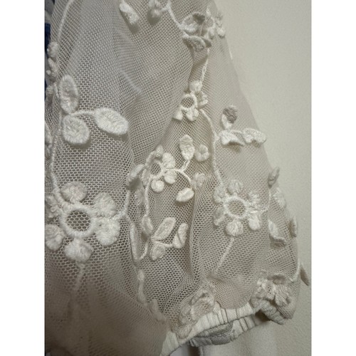 Paquete de Top Manga Abullonada Adrianna Papell Negro y Marfil Malla Floral L cottagecore - Imagen 15 de 15
