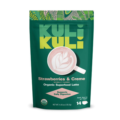 Kuli Kuli Organic Superfood Latte  Strawberries & Creme, 4.43 oz (125.5 g)