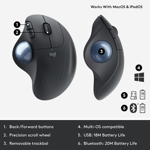 Logitech ERGO M575 Wireless Trackball Mouse for Business - Ergonomic comfort, pr - Picture 8 of 10