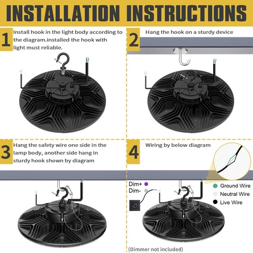 (2Pack) 30000LM 200W Commercial Warehouse LED High Bay Area Light Barn Garage UL - Picture 7 of 13