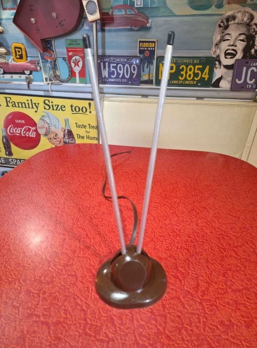 50’S TVアンテナ/スペースエイジ/アトミック/インパラ/キャデ/ビーディー VTG 1950s Atomic Telescoping Rabbit Ears TV Antenna Mid-century