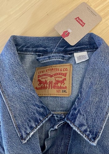Levi’s Blue Denim Button Distressed Trucker Jacket - Men’s Size 3XL - NWT $89.50 - Picture 5 of 7