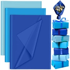 60 Sheets Blue Tissue Paper, Gift Wrapping, Crafts, Party Decor, Blue
