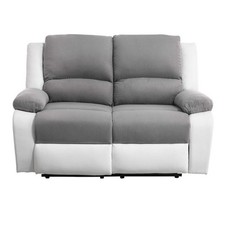 Canapé de Relaxation Électrique 2 Places "Ota" 143cm Gris & Blanc