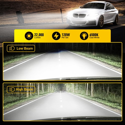 4X Combo 9005 9006 LED Headlights High Low Beam Bulbs 120W Super Bright 6500K Y3 - Imagen 9 de 16