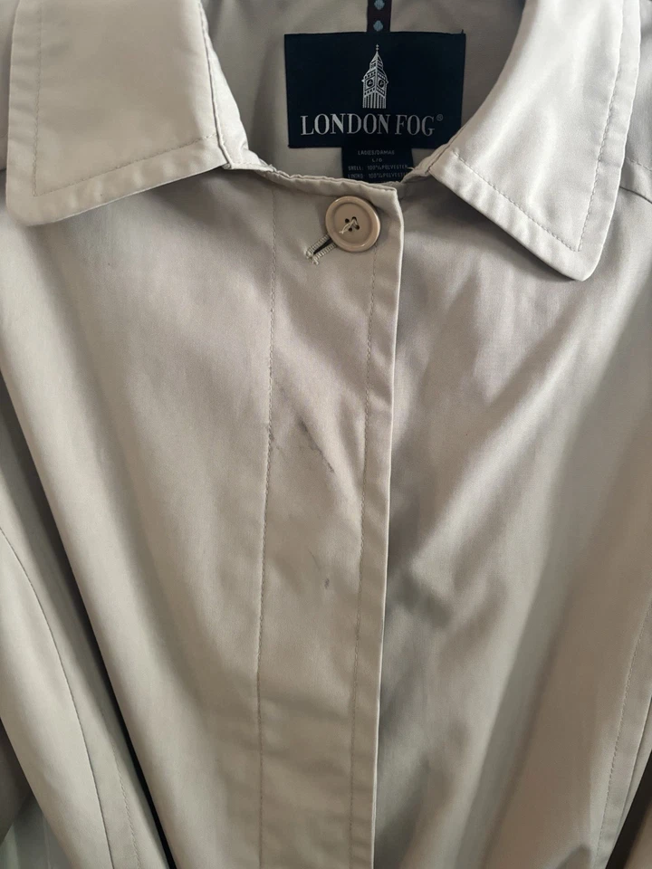 London Fog Women’s Belted Trench Coat Beige Single Breasted Rain Jacket Lined - Image 4 of 4
