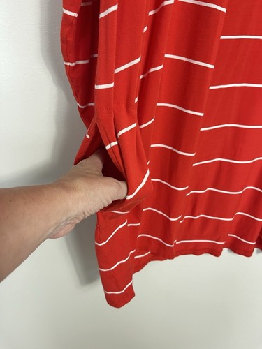 Lands End Sweater Women XL Petite Red White Open Cardigan Long Sleeve Pockets - Picture 6 of 12