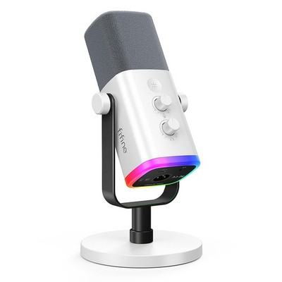 Gaming Microphone XLR USB RGB Gain Knob Mute Button FIFINE AM8W White XLR USB