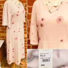 BNWT Debenhams Rocha John Rocha Size 16 Dusky Pink Floral Dress Summer L3