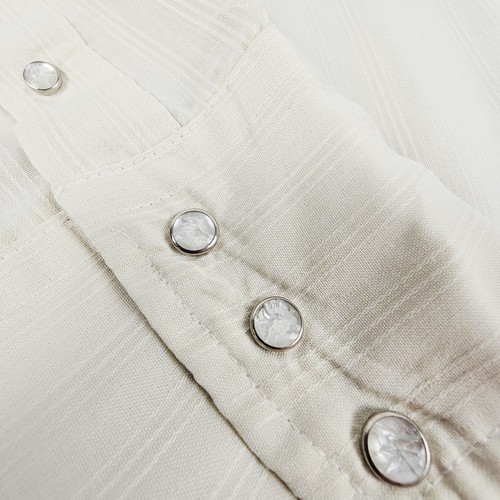 Vintage Karman Western Pearl Snap Shirt Mens 4XL Cream Silver Collection USA - Picture 4 of 7