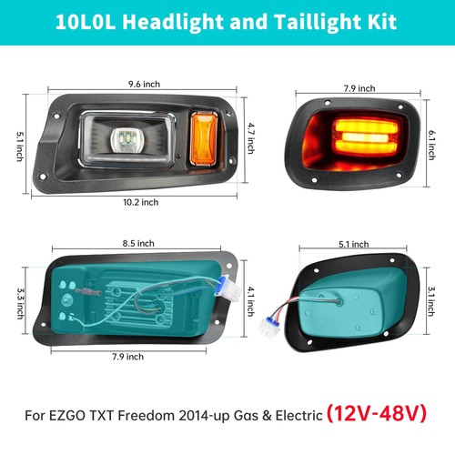 RGB Golf Cart LED Headlight Tail Light Kit for EZGO TXT Freedom 14+ Plug N Play - Bild 2 von 7