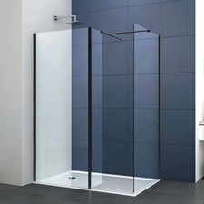 Walk In Shower Screen Black or Enclosure Flipper Wet Room 8mm Easy Clean Glass