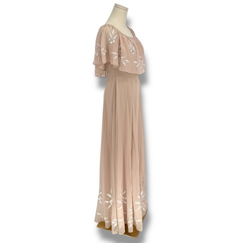 BHLDN Brittany Off the Shoulder Blush Pink Beaded Embroidered Maxi Dress, Size 6 - Picture 2 of 9