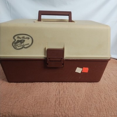 Vtg My Buddy 3 Tray Fishing Tackle Box Tan 9314W Stratton Terstegge TackleMaster