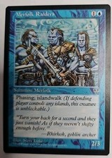 MTG Magic The Gathering Card Merfolk Raiders Summon Merfolk Blue Mirage 1996