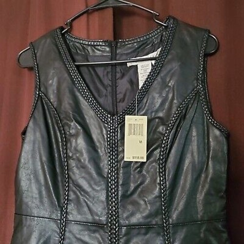 NWT Max Studio Womens Black Faux Leather Sleeveless Sheath Dress Size Medium - Picture 5 of 16