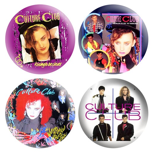 CULTURE CLUB Boy George 80s Music 2.25" Pinback Buttons New Wave Dance, 4 Pins - Picture 2 of 6