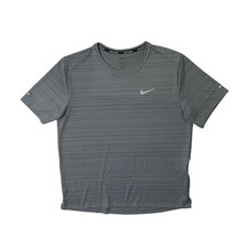 Nike Running Shirt Mens M Medium Grey Dri Fit Miler Space Dye Training Workout