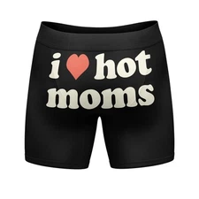 Mens Funny Boxers I Heart Hot Moms Sarcastic Graphic Underweat for Men