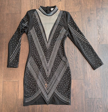 L’atiste By Amy Sequin Mini Stretch Dress Small Black Bodycon Party Club Bebe
