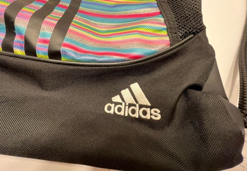 Adidas Alliance II Sackpack Black & Rainbow Colored Cinch Sack Bag Backpack - Picture 3 of 19