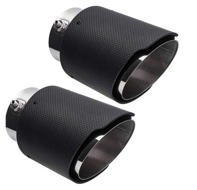 2x Auspuff 90mm Carbon Optik Auspuffblende Universal / Endrohr Anschluss 60-76mm