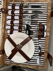 Picnic Basket Wicker Set for 2 Glass Plates, Stemware, Metal Utensils — photo 7
