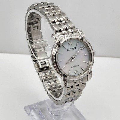 Citizen Jolie Women's Real Diamonds Silver Sapphire Crystal  Watch EM0690-50D