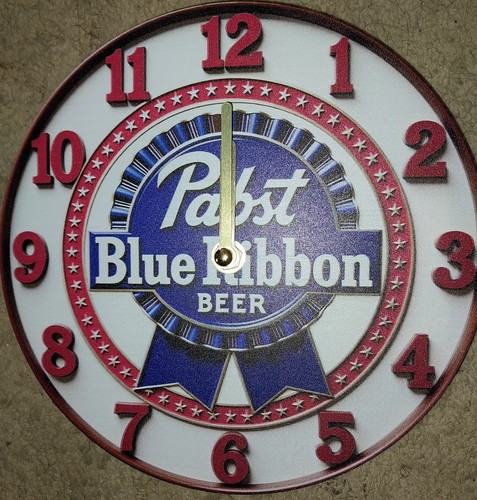 Pabst Blue Ribbon Wall Clock. Almost 8in Around.
