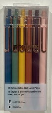 POPPIN 12 RETRACTABLE GEL LUXE PENS-BLACK INK-0.7 MM FINE TIP-SCHOOL-OFFICE-NEW