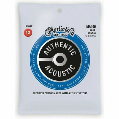 Martin MA190 Authentic Acoustic 12 string 80/20 Bronze Guitar Strings