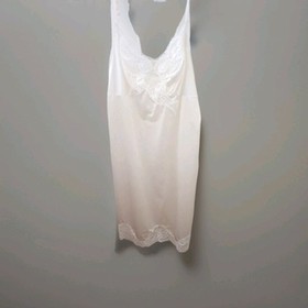 Vtg Vanity Fair Nylon Fancy Lace Bodice Full Slip White Sz 36 Classic Silky