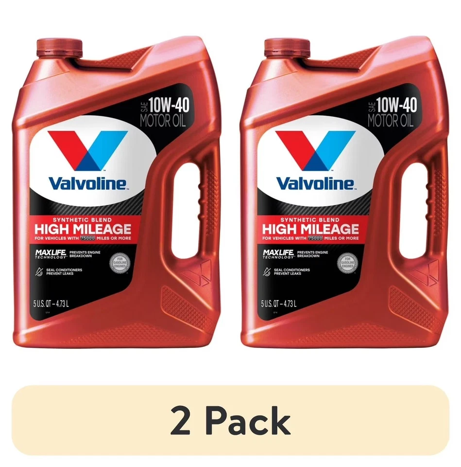 Paquete de 2 aceite de motor Valvoline alto kilometraje MaxLife 10W-40 mezcla sintética 5 cuartos de galón Foto 4 de 4