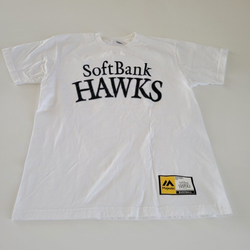 Vintage Soft Bank Hawks Fukuoka Japanese Baseball Majestic T Shirt White Size M - 第 1/9 張圖片