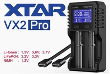 Xtar VX2 Pro &ndash; Univer. Ladeg. f. 1,5V; 3,6-3,7V Li-Ion; 3,2V LiFePO4 & 1,2V NiMH