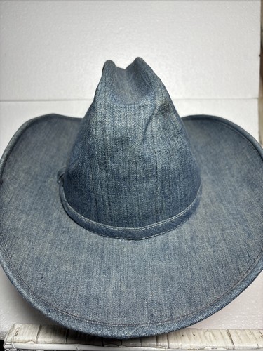 Vintage 70s 80s Western Denim Cowboy Hat Size 7 3/8 USA - Picture 3 of 7
