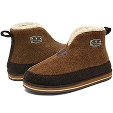 Mens House Slippers Booties Cozy Memory Foam Boots Warm Plush 9.5-10 Khaki