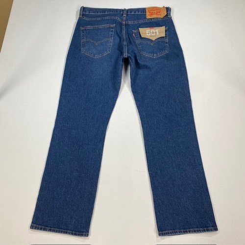 Levi Strauss 501 Original Stretch Jeans Dark Wash Button Fly Distressed W34 L30 - Picture 6 of 8