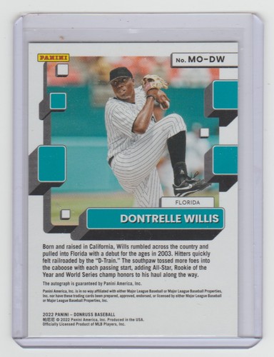 DONTRELLE WILLIS Marlins 2022 Donruss MONIKERS Autograph #MO-DW SP AUTO D-Train - Picture 2 of 2