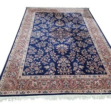 Large Indian Carpet Navy Rug Traditional Bordered Design Antique Style 297 x 200